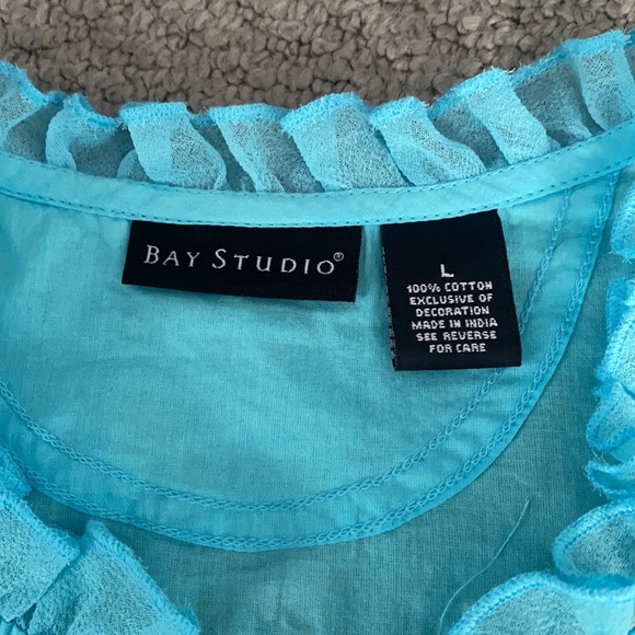 Bay Studio Sleeveless 1/2 Button Ruffle Hem Top - Picture 10 of 11